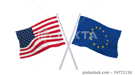 歐盟和美國國旗 74772138