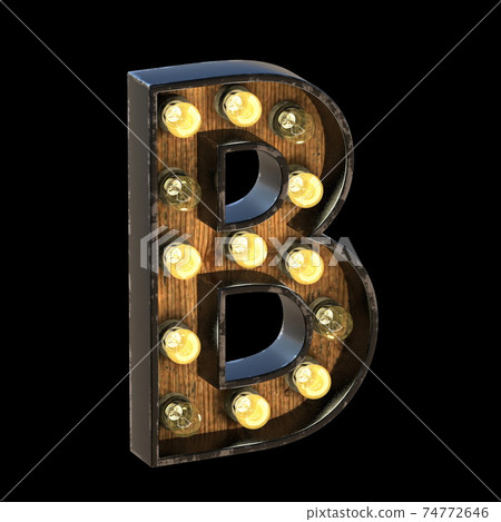 Light bulbs font Letter B 3D Light bulbs font Letter B 3D 74772646