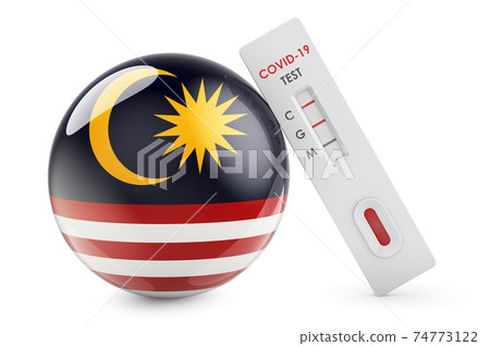 Diagnostic test for coronavirus in Malaysia. Antibody test COVID-19 with Malaysian flag, 3D rendering 74773122
