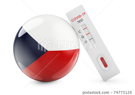 Diagnostic test for coronavirus in Czech Republic. Antibody test COVID-19 with Czech flag, 3D rendering Diagnostic test for coronavirus in Czech Republic. Antibody test COVID-19 with Czech flag, 3D rendering 74773128