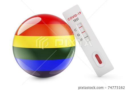 Antibody test COVID-19 with LGBT rainbow flag, 3D rendering 74773162