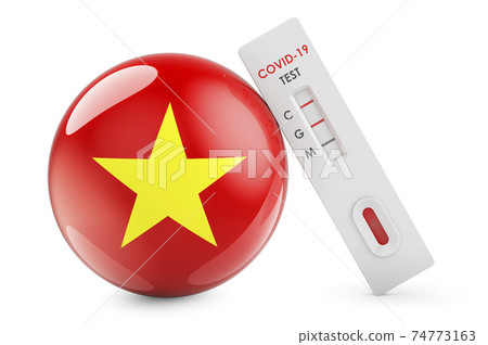 Diagnostic test for coronavirus in Vietnam. Antibody test COVID-19 with Vietnamese flag, 3D rendering 74773163