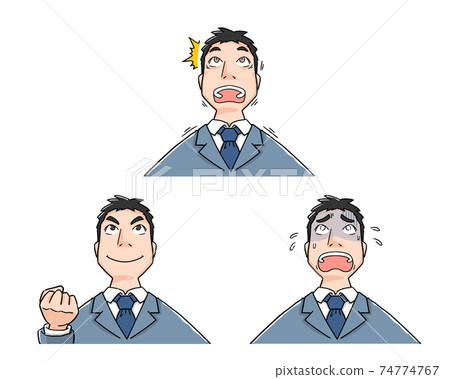 從男性上班族下設置的面部表情 74774767