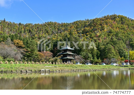 Collaboration scene of idyllic rural scenery and old three-storied pagoda @ Yamagata Collaboration scene of idyllic rural scenery and old three-storied pagoda @ Yamagata 74774777