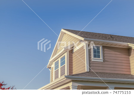 Upper floor of a small modern suburban home Upper floor of a small modern suburban home 74775153