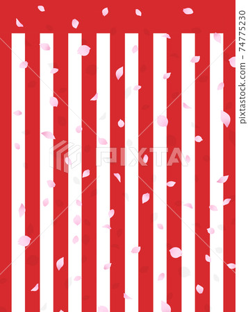 紅色和白色的窗簾上的櫻花背景 紅色和白色的窗簾上的櫻花背景 74775230