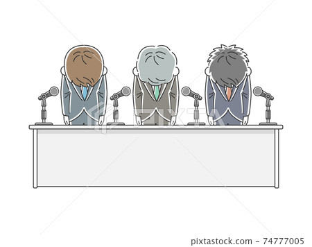 Illustration of a corporate apology press conference Illustration of a corporate apology press conference 74777005