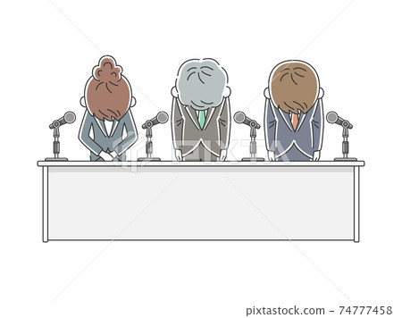 Illustration of a corporate apology press conference Illustration of a corporate apology press conference 74777458