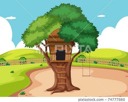 Tree house in the park scene - Stock Illustration [74777860] - PIXTA