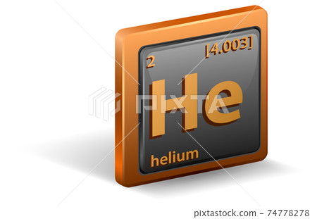 Helium chemical element. Chemical symbol with atomic number and atomic mass. 74778278