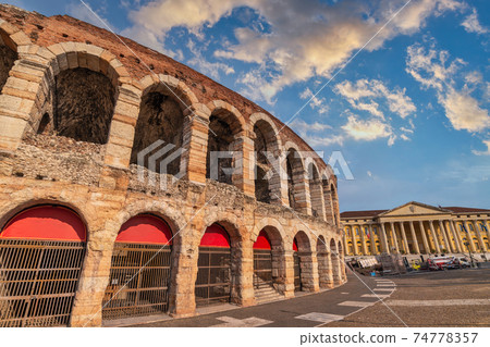 Verona Italy, city skyline at Verona Arena (Colosseum) 74778357