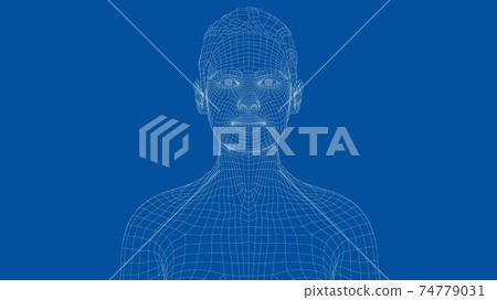 Wireframe portrait of a young beautiful girl 74779031