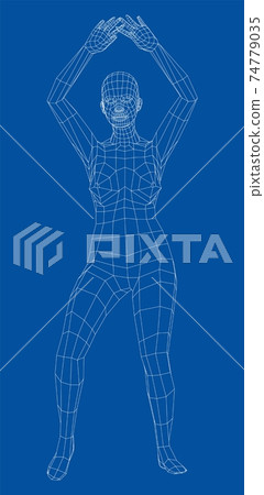 Wireframe ballerina in dance pose. Vector Wireframe ballerina in dance pose. Vector 74779035