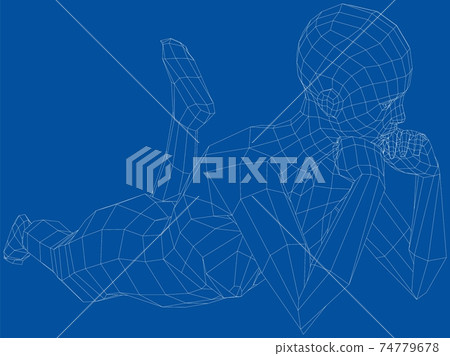 Wireframe girl lies in a sexy pose. Vector Wireframe girl lies in a sexy pose. Vector 74779678