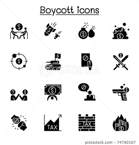 Boycott, business war, trade war icon set vector illustration graphic design Boycott, business war, trade war icon set vector illustration graphic design 74780167