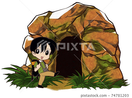 A man entering a cave 74781203