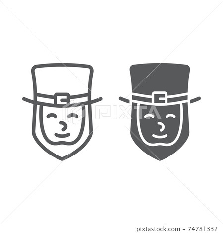 Leprechaun line and glyph icon, st patrick s day and holiday, irish sign, vector graphics, a linear pattern on a white background, eps 10. Leprechaun line and glyph icon, st patrick s day and holiday, irish sign, vector graphics, a linear pattern on a white background, eps 10. 74781332