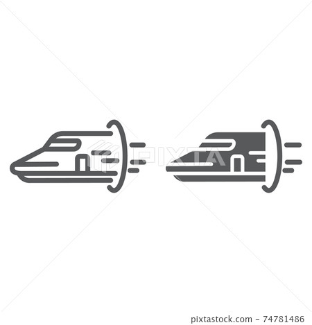 Hyperloop line and glyph icon, technology and transport, future train sign, vector graphics, a linear pattern on a white background, eps 10. Hyperloop line and glyph icon, technology and transport, future train sign, vector graphics, a linear pattern on a white background, eps 10. 74781486