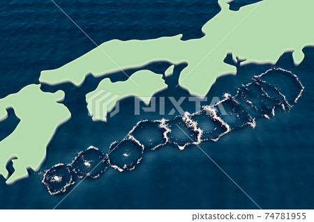 Image of tsunami in Nankai Trough earthquake 74781955