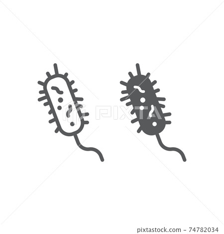 Bacteria line and glyph icon, virus and microorganism, microbe sign, vector graphics, a linear pattern on a white background, eps 10. Bacteria line and glyph icon, virus and microorganism, microbe sign, vector graphics, a linear pattern on a white background, eps 10. 74782034