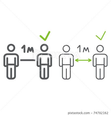 Keep distance color line icons, coronavirus and epidemic, social distance sign, vector graphics, a linear pattern on a white background, eps 10. Keep distance color line icons, coronavirus and epidemic, social distance sign, vector graphics, a linear pattern on a white background, eps 10. 74782162