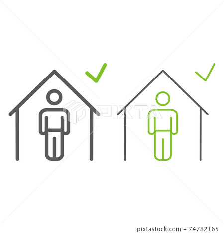 Stay at home color line icons, coronavirus and quarantine, covid 19 sign, vector graphics, a linear pattern on a white background, eps 10. Stay at home color line icons, coronavirus and quarantine, covid 19 sign, vector graphics, a linear pattern on a white background, eps 10. 74782165