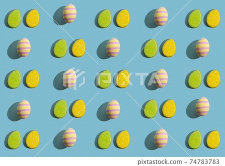happy easter festive background colorful eggs blue 74783783