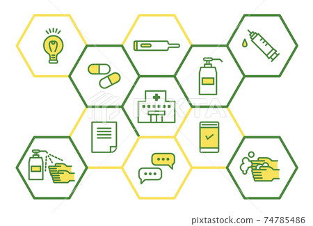 Medical and preventive image of virus prevention Simple yellow and green Medical and preventive image of virus prevention Simple yellow and green 74785486