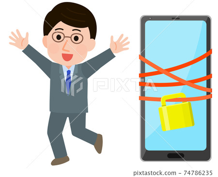 一個人在做數字排毒的插圖 一個人在做數字排毒的插圖 74786235