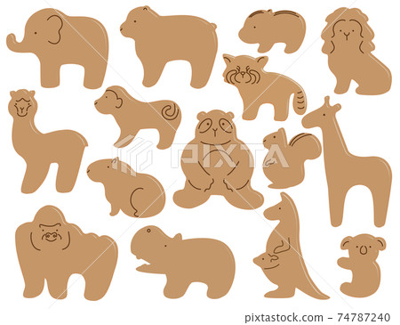 Animal puzzle three-dimensional style cute illustration material 74787240