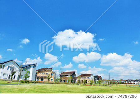 Residential area of blue sky 74787290