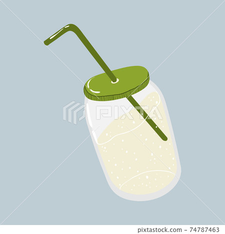 Glass bottle with drinking straw sketch icon Vector Image