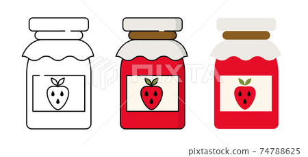 Strawberry jam jar. Simple food icon in trendy style isolated on white background for web apps and mobile concept. Vector Illustration 74788625
