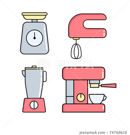 small kitchen appliances icon set, Stock vector