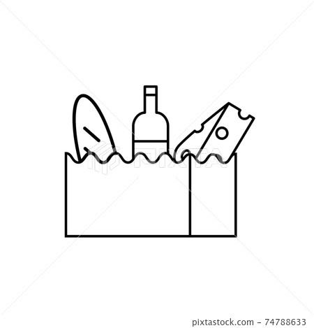 Grocery bag. Simple food icon in trendy line style isolated on white background for web applications and mobile concepts. Vector illustration 74788633