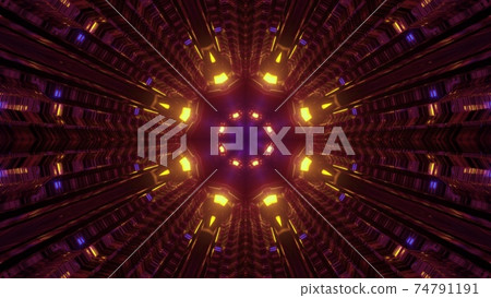 Futuristic corridor with shiny lights 3d illustration 74791191
