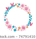自然花和蝴蝶框架花圈的例證。 74791410