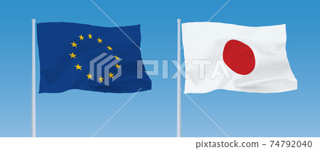 EU and Japanese flags 74792040
