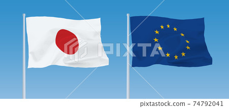EU and Japanese flags 74792041