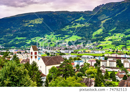 View of Sargans town in the Swiss Alps View of Sargans town in the Swiss Alps 74792513
