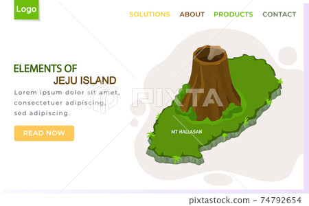 Elements of Jeju island landing page. Traveling to korea by landmark hallasan dormant volcano Elements of Jeju island landing page. Traveling to korea by landmark hallasan dormant volcano 74792654
