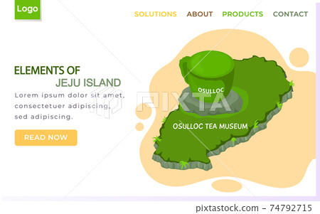 Elements of Jeju island landing page template. Traveling to Korea by landmark osulloc tea museum Elements of Jeju island landing page template. Traveling to Korea by landmark osulloc tea museum 74792715