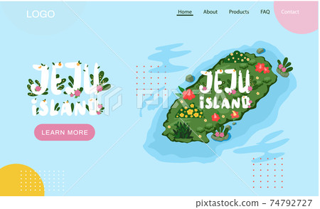 Welcome to Jeju island in South Korea, traditional landmarks, symbols. Korean land with traditional attractions Welcome to Jeju island in South Korea, traditional landmarks, symbols. Korean land with traditional attractions 74792727