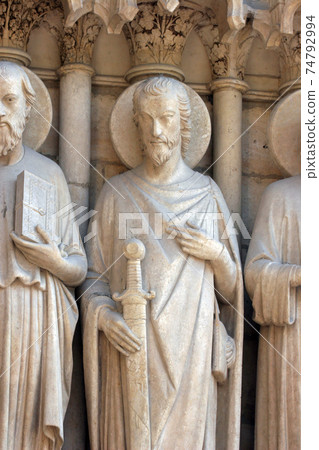 Saint James the Great, Notre Dame Cathedral, Paris, Last Judgment Portal Saint James the Great, Notre Dame Cathedral, Paris, Last Judgment Portal 74792994