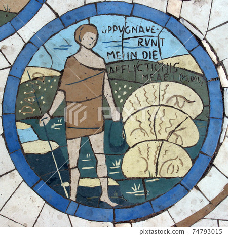 David, Mosaic in front of the church on the Mount of Beatitudes David, Mosaic in front of the church on the Mount of Beatitudes 74793015