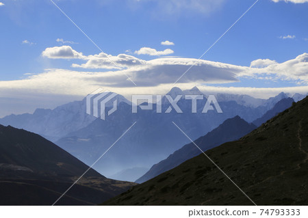 Blue sky and clouds of Himalayas, Nepal 74793333