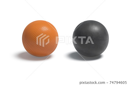 Blank orange and black rubber basketball ball mockup set 74794605