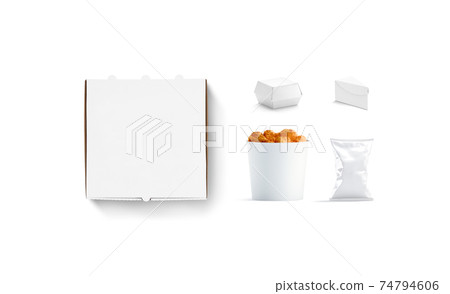 Blank white cardboard fast food packs set mockup 74794606