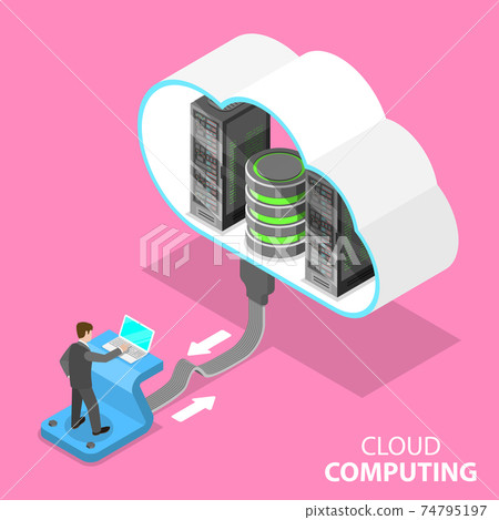 Cloud computing technology isometric flat vector concept. Cloud computing technology isometric flat vector concept. 74795197