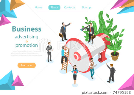Business advertising and promotion isometric flat vector. Business advertising and promotion isometric flat vector. 74795198